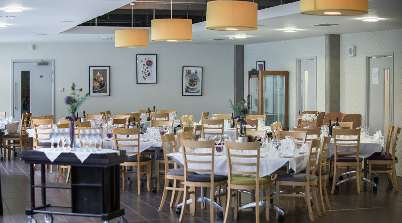 Dining tables set up at the Apprentice restaurant.
