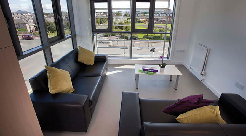 Sofas in living area of student flat.