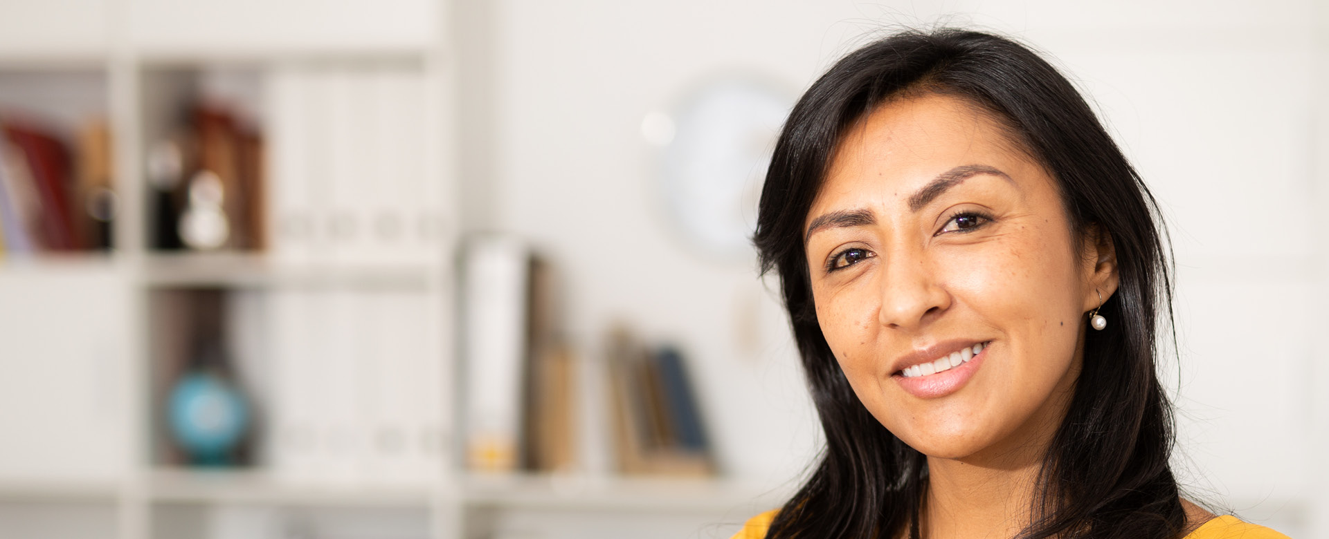 Part-time student smiling.