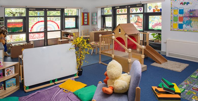 Toys, books and play equipment inside at the Waterfront Nursery.