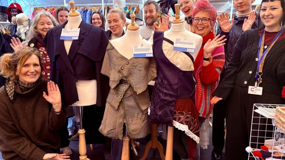 Edinburgh College School Of Art And Design Students At The Cancer Research UK Store In Stockbridge, Edinburgh With The Adaptive Outfits They Created