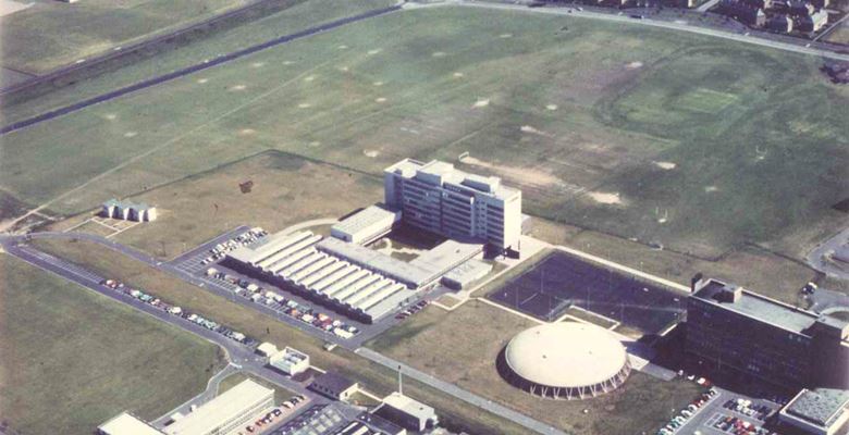 Aerial shot of Sighthill campus building 