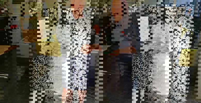 Julia Rey Tapia being presented with their award at Prize Giving.